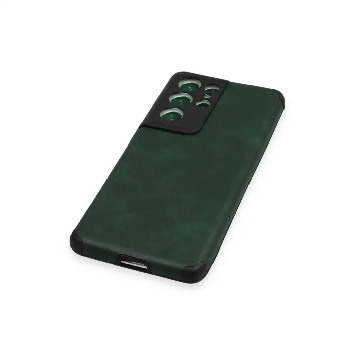 BUĞZ Samsung Galaxy S21 Ultra Kılıf Loop Deri Silikon - Yeşil