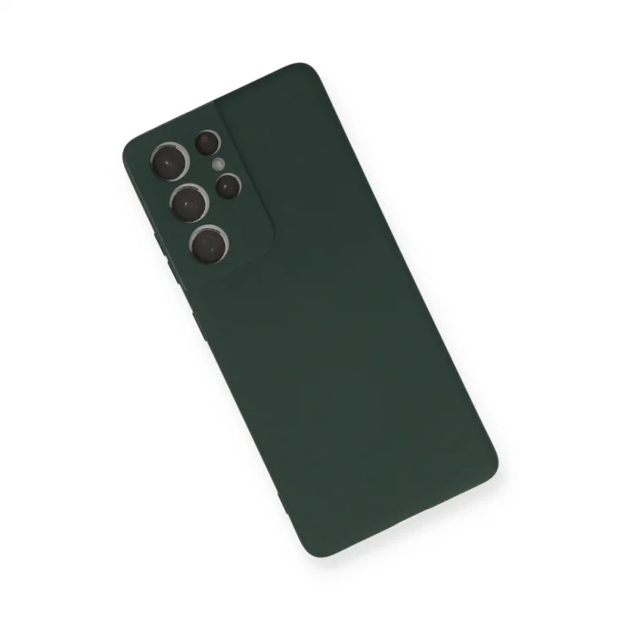 BUĞZ Samsung Galaxy S21 Ultra Kılıf Nano İçi Kadife Silikon - Koyu Yeşil