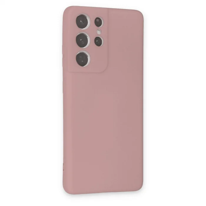 BUĞZ Samsung Galaxy S21 Ultra Kılıf Nano İçi Kadife Silikon - Pudra