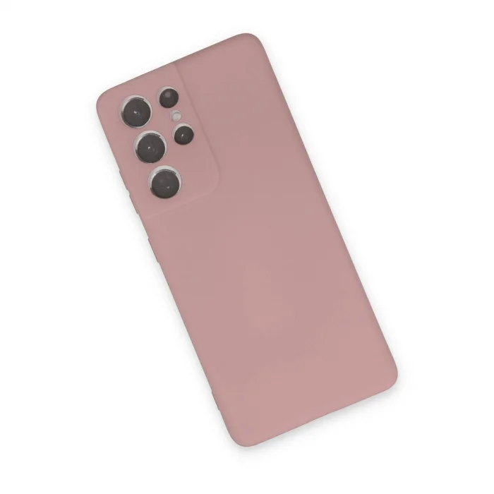 BUĞZ Samsung Galaxy S21 Ultra Kılıf Nano İçi Kadife Silikon - Pudra