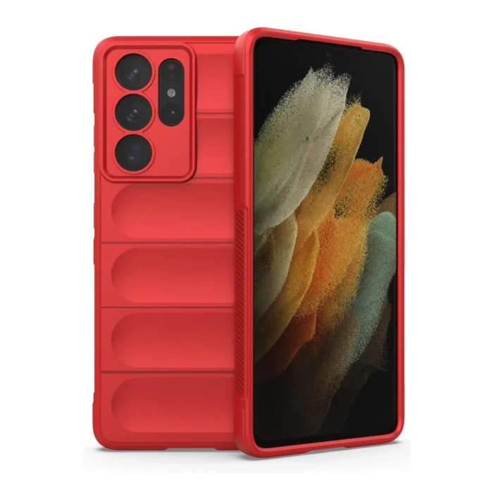BUĞZ Samsung Galaxy S21 Ultra Kılıf Optimum Silikon - Kırmızı