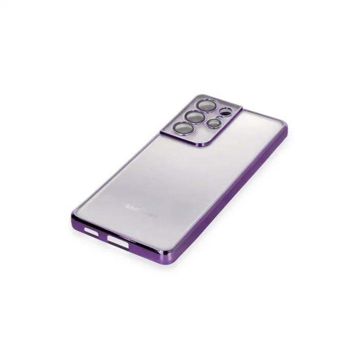 BUĞZ Samsung Galaxy S21 Ultra Kılıf Razer Lensli Silikon - Mor
