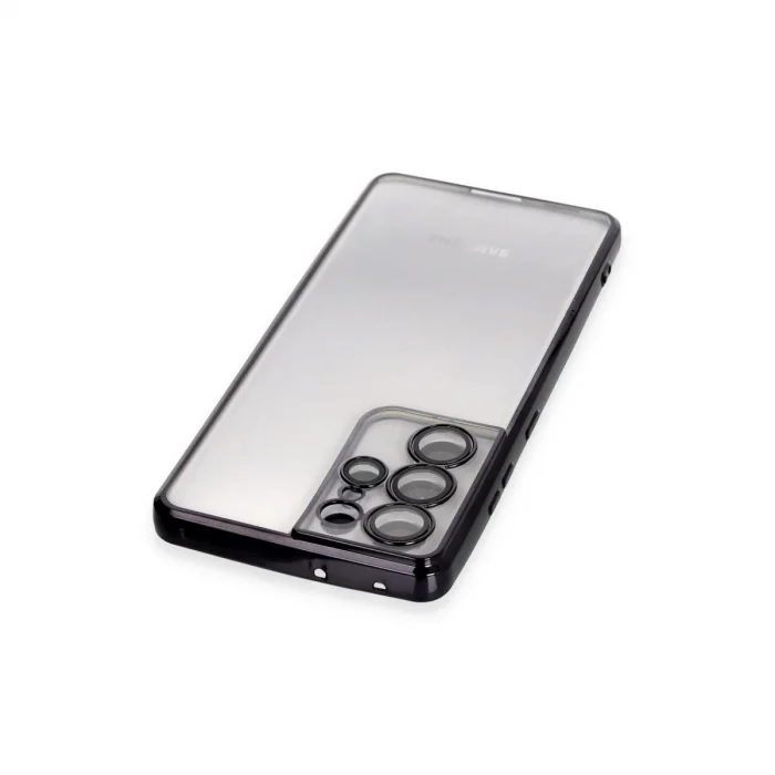 BUĞZ Samsung Galaxy S21 Ultra Kılıf Razer Lensli Silikon - Siyah