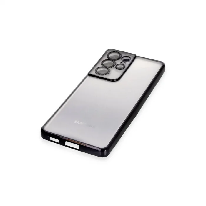 BUĞZ Samsung Galaxy S21 Ultra Kılıf Razer Lensli Silikon - Siyah