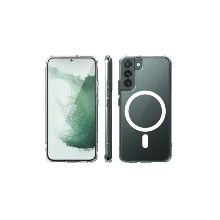 BUĞZ Samsung Galaxy S22 Kılıf Magneticsafe Şeffaf Silikon - Şeffaf