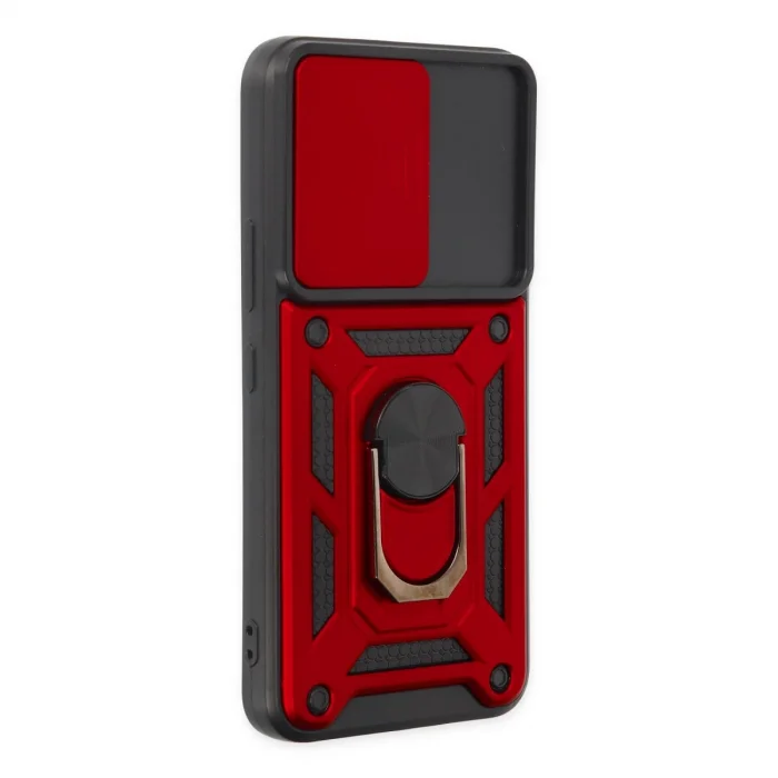 BUĞZ Samsung Galaxy S22 Kılıf Pars Lens Yüzüklü Silikon - Kırmızı