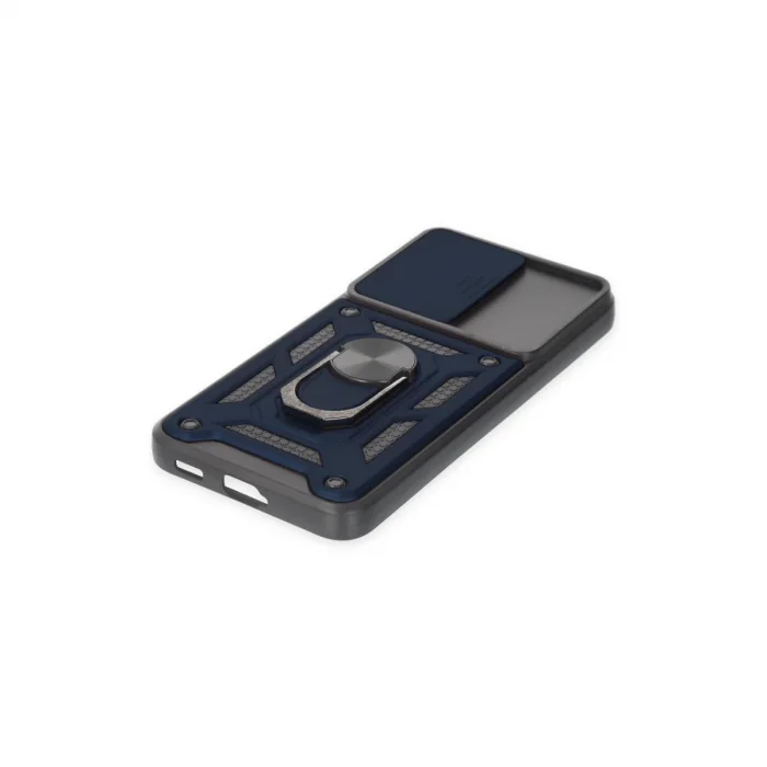 BUĞZ Samsung Galaxy S22 Kılıf Pars Lens Yüzüklü Silikon - Lacivert