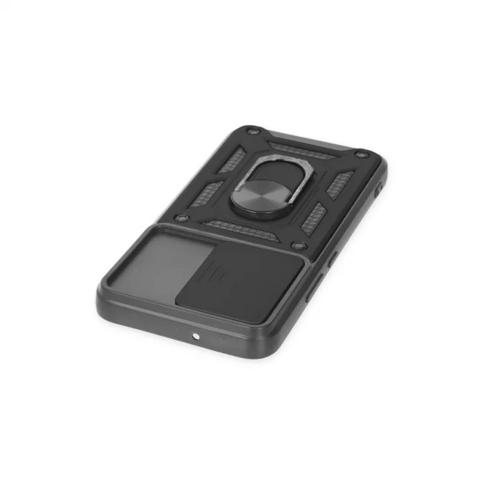 BUĞZ Samsung Galaxy S22 Kılıf Pars Lens Yüzüklü Silikon - Siyah