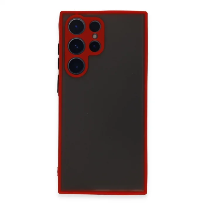BUĞZ Samsung Galaxy S22 Ultra Kılıf Montreal Silikon Kapak - Kırmızı