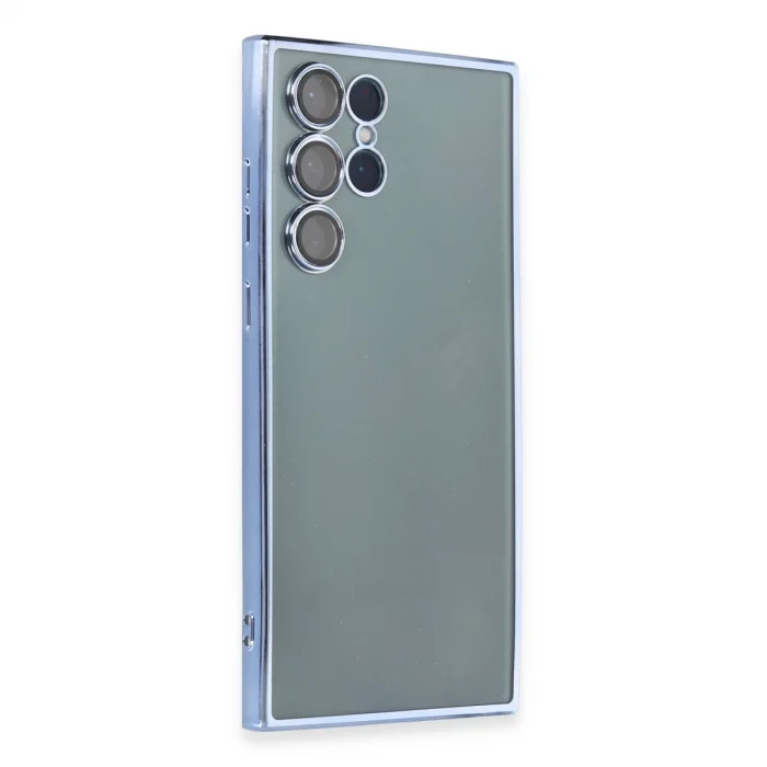 BUĞZ Samsung Galaxy S22 Ultra Kılıf Razer Lensli Silikon - Açık Mavi