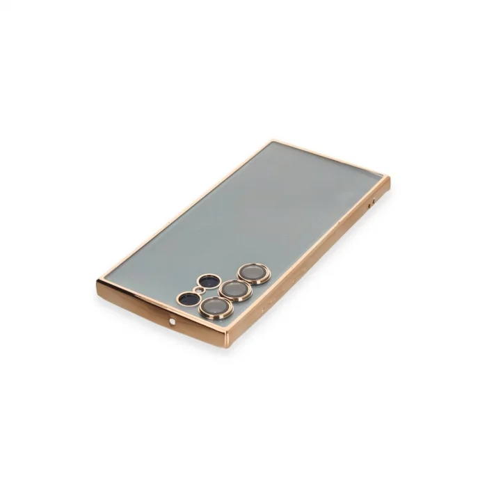 BUĞZ Samsung Galaxy S22 Ultra Kılıf Razer Lensli Silikon - Gold
