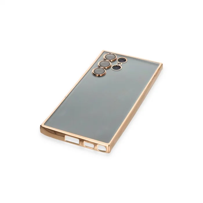 BUĞZ Samsung Galaxy S22 Ultra Kılıf Razer Lensli Silikon - Gold