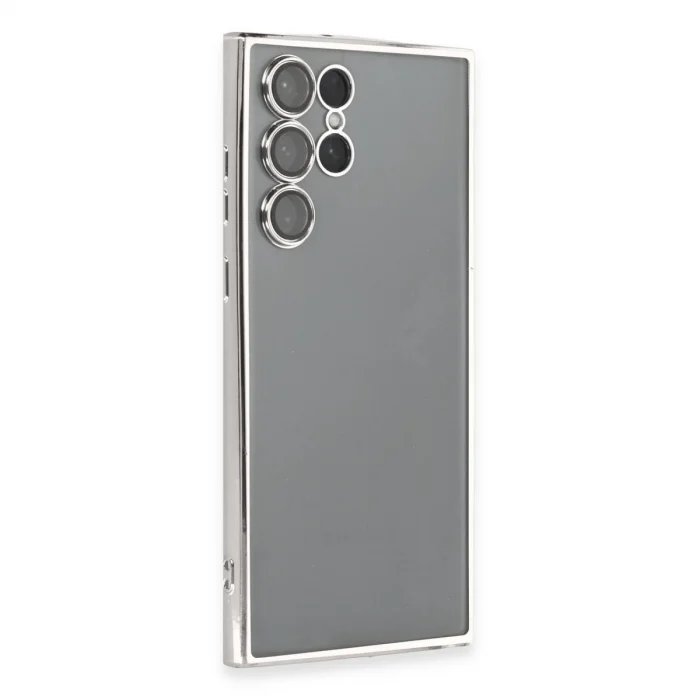 BUĞZ Samsung Galaxy S22 Ultra Kılıf Razer Lensli Silikon - Gümüş