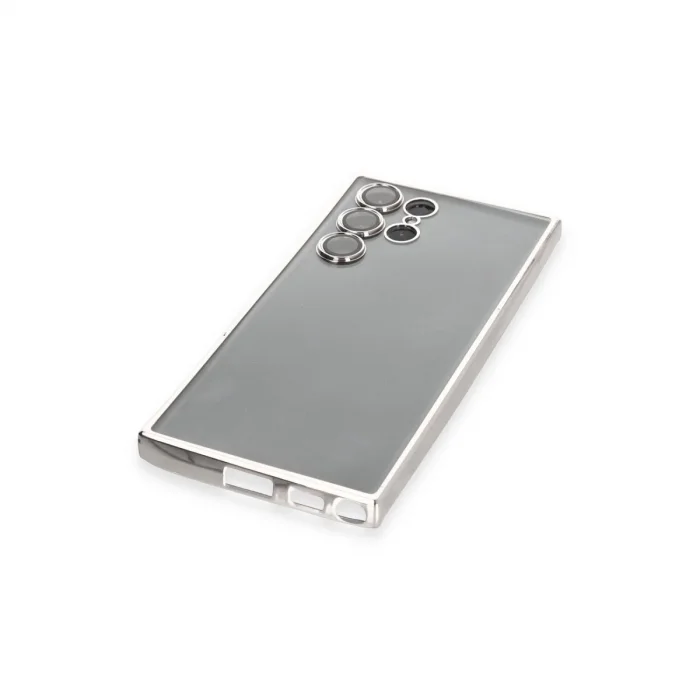 BUĞZ Samsung Galaxy S22 Ultra Kılıf Razer Lensli Silikon - Gümüş