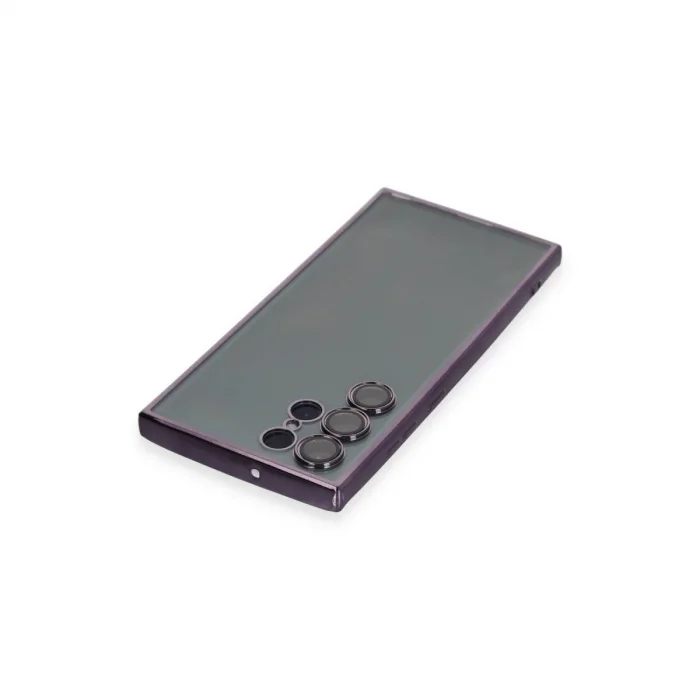 BUĞZ Samsung Galaxy S22 Ultra Kılıf Razer Lensli Silikon - Mor