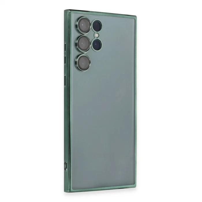 BUĞZ Samsung Galaxy S22 Ultra Kılıf Razer Lensli Silikon - Yeşil