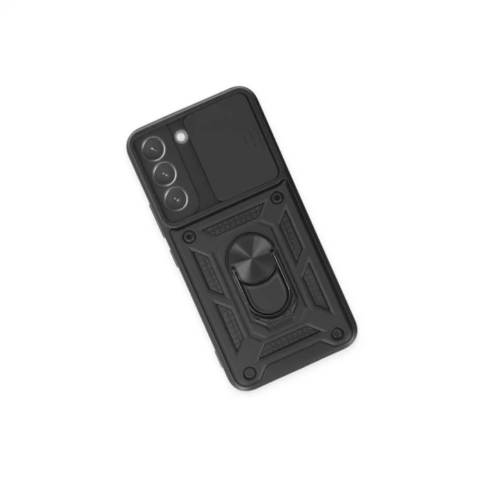 BUĞZ Samsung Galaxy S23 Fe Kılıf Pars Lens Yüzüklü Silikon - Siyah