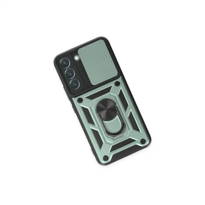 BUĞZ Samsung Galaxy S23 Fe Kılıf Pars Lens Yüzüklü Silikon - Yeşil