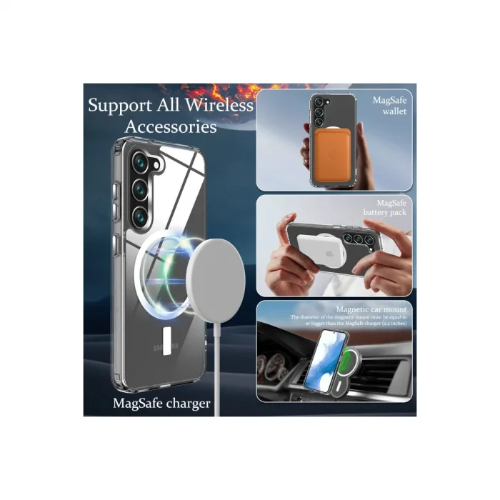 BUĞZ Samsung Galaxy S23 Kılıf Magneticsafe Şeffaf Silikon - Şeffaf