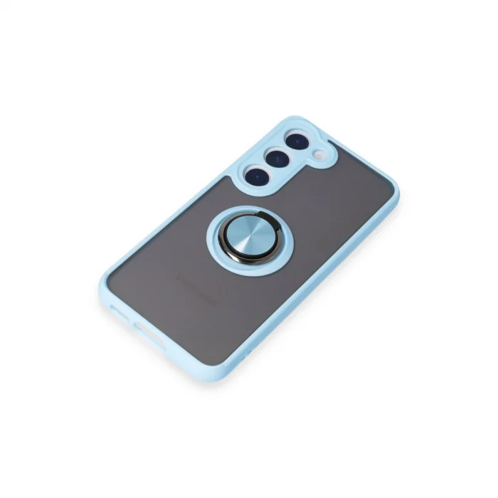 BUĞZ Samsung Galaxy S23 Kılıf Montreal Yüzüklü Silikon Kapak - Buz Mavi