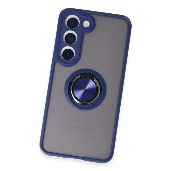 BUĞZ Samsung Galaxy S23 Kılıf Montreal Yüzüklü Silikon Kapak - Lacivert