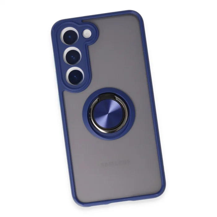 BUĞZ Samsung Galaxy S23 Kılıf Montreal Yüzüklü Silikon Kapak - Lacivert