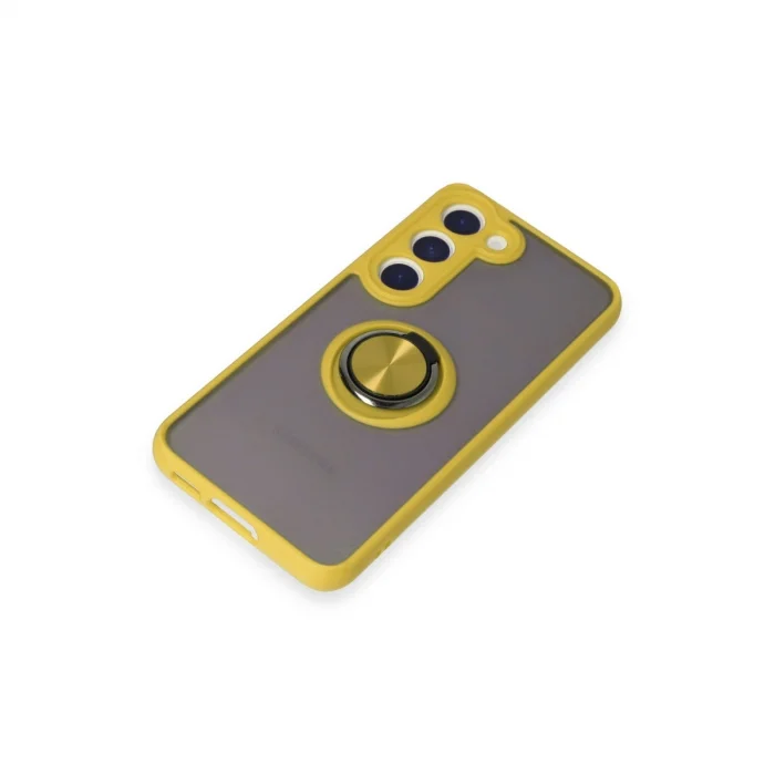 BUĞZ Samsung Galaxy S23 Kılıf Montreal Yüzüklü Silikon Kapak - Sarı