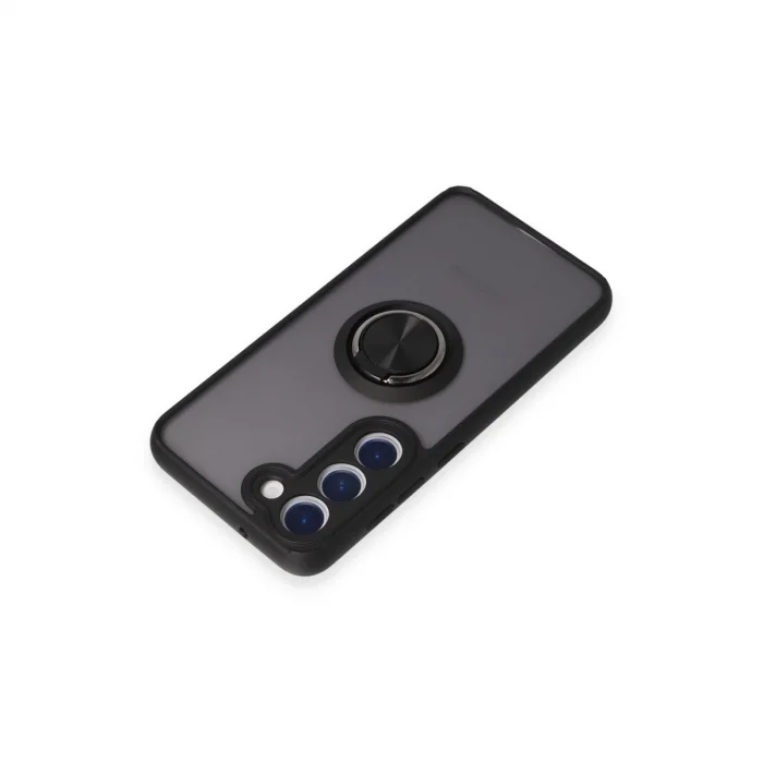 BUĞZ Samsung Galaxy S23 Kılıf Montreal Yüzüklü Silikon Kapak - Siyah