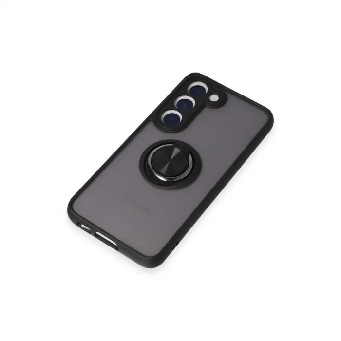 BUĞZ Samsung Galaxy S23 Kılıf Montreal Yüzüklü Silikon Kapak - Siyah