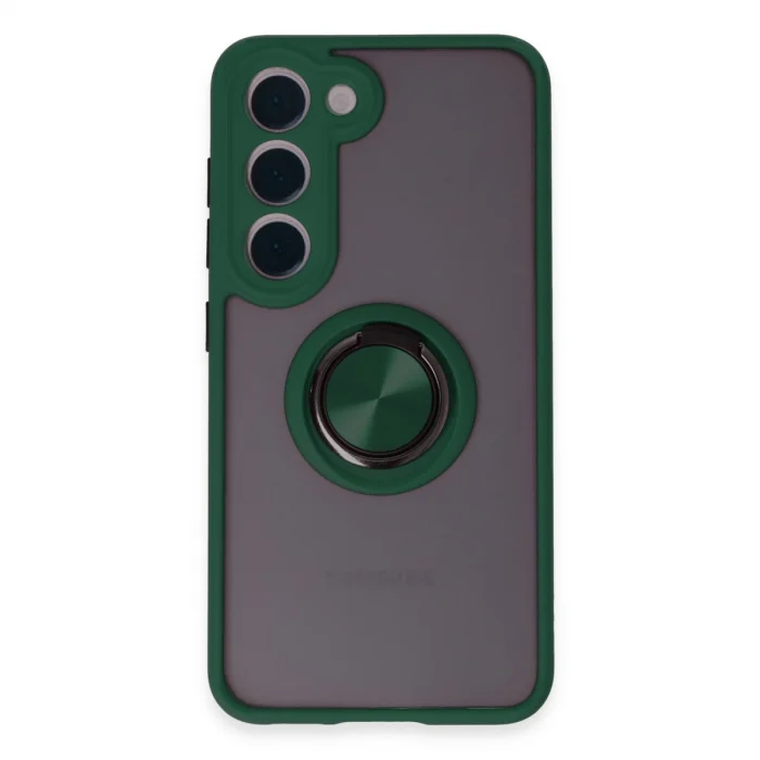 BUĞZ Samsung Galaxy S23 Kılıf Montreal Yüzüklü Silikon Kapak - Yeşil