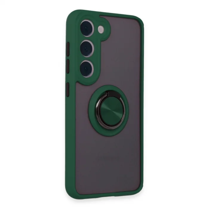 BUĞZ Samsung Galaxy S23 Kılıf Montreal Yüzüklü Silikon Kapak - Yeşil