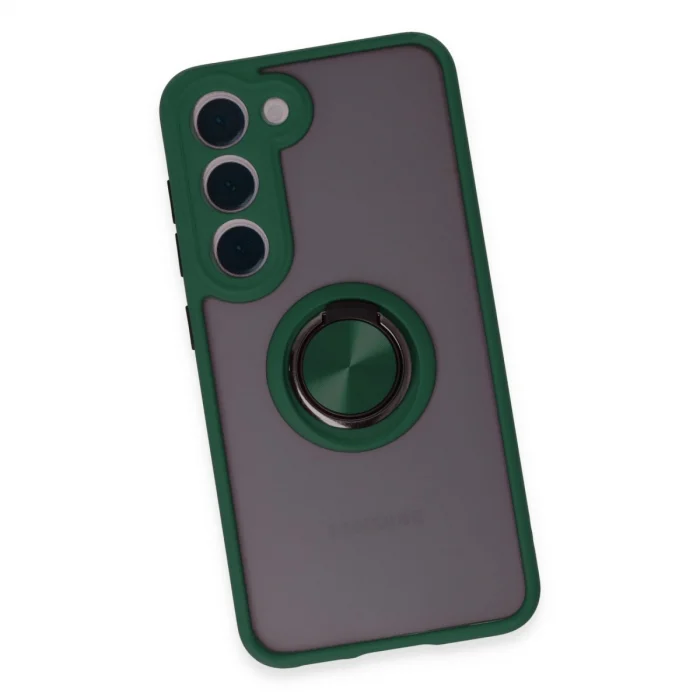 BUĞZ Samsung Galaxy S23 Kılıf Montreal Yüzüklü Silikon Kapak - Yeşil
