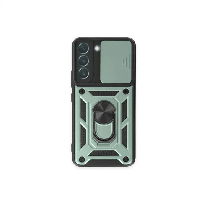 BUĞZ Samsung Galaxy S23 Kılıf Pars Lens Yüzüklü Silikon - Yeşil