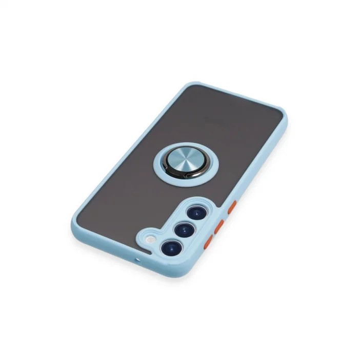 BUĞZ Samsung Galaxy S23 Plus Kılıf Montreal Yüzüklü Silikon Kapak - Buz Mavi