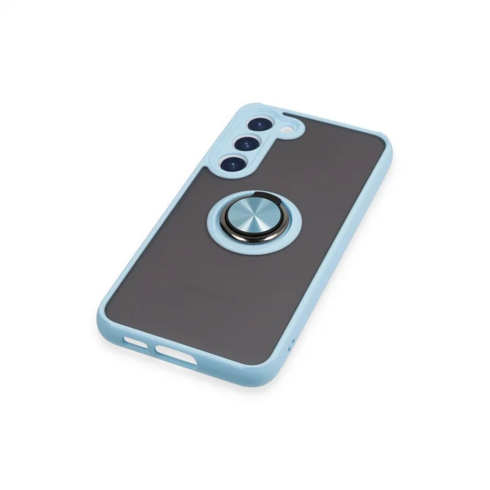 BUĞZ Samsung Galaxy S23 Plus Kılıf Montreal Yüzüklü Silikon Kapak - Buz Mavi
