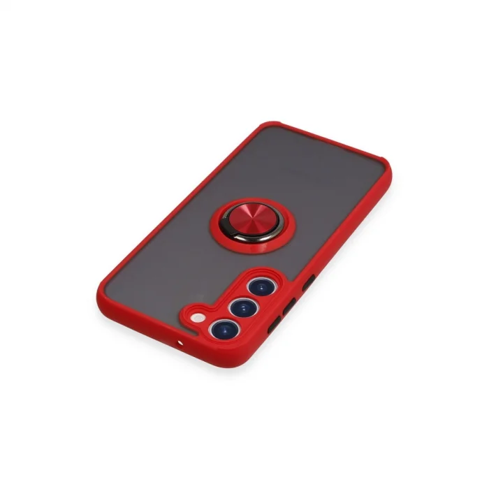 BUĞZ Samsung Galaxy S23 Plus Kılıf Montreal Yüzüklü Silikon Kapak - Kırmızı