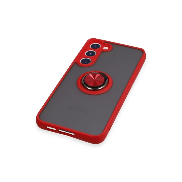 BUĞZ Samsung Galaxy S23 Plus Kılıf Montreal Yüzüklü Silikon Kapak - Kırmızı