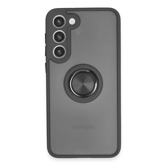 BUĞZ Samsung Galaxy S23 Plus Kılıf Montreal Yüzüklü Silikon Kapak - Siyah