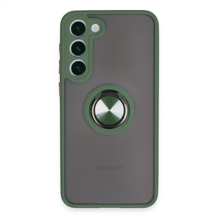 BUĞZ Samsung Galaxy S23 Plus Kılıf Montreal Yüzüklü Silikon Kapak - Yeşil