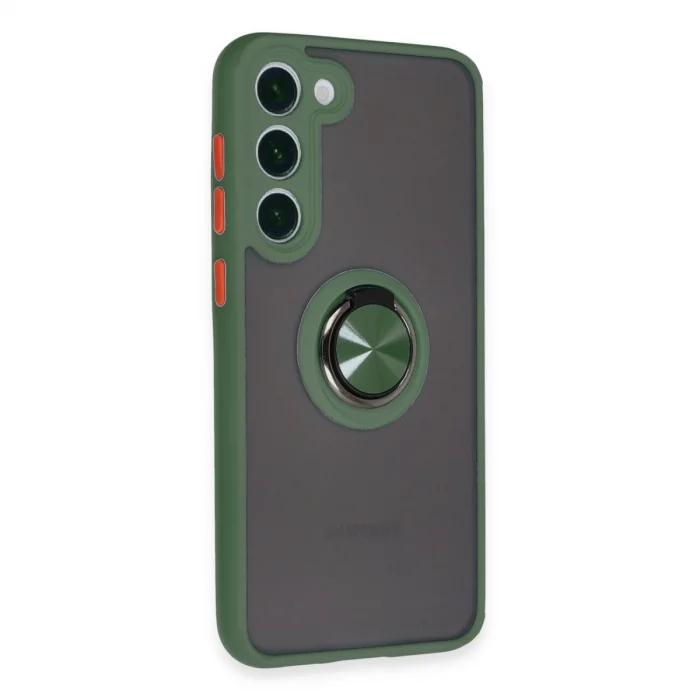 BUĞZ Samsung Galaxy S23 Plus Kılıf Montreal Yüzüklü Silikon Kapak - Yeşil