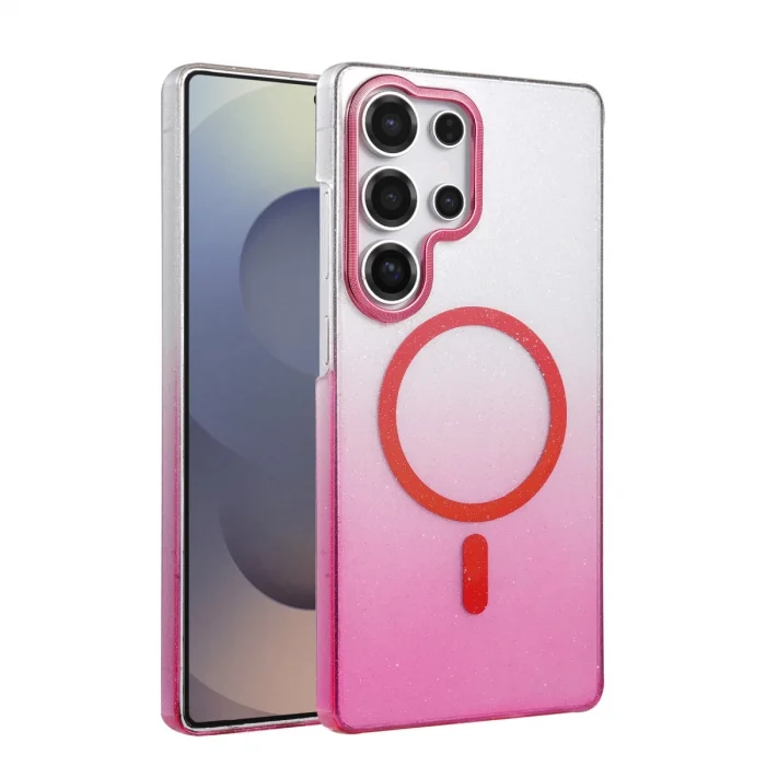 BUĞZ Samsung Galaxy S23 Ultra Glossy Magsafe Kapak - Pembe