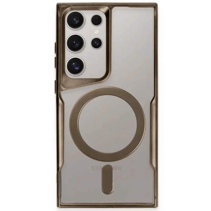 BUĞZ Samsung Galaxy S23 Ultra Kılıf Boyi Magsafe Silikon Kapak - Kahverengi