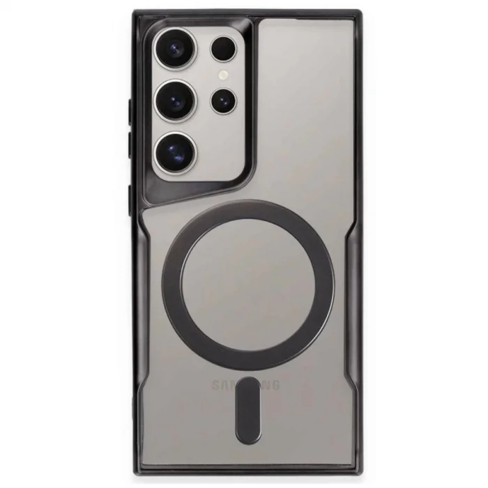 BUĞZ Samsung Galaxy S23 Ultra Kılıf Boyi Magsafe Silikon Kapak - Siyah