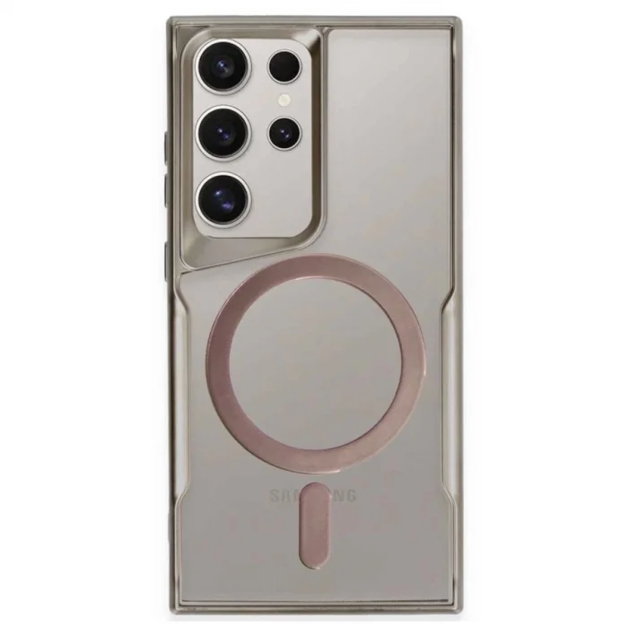 BUĞZ Samsung Galaxy S23 Ultra Kılıf Boyi Magsafe Silikon Kapak - Titan Gri