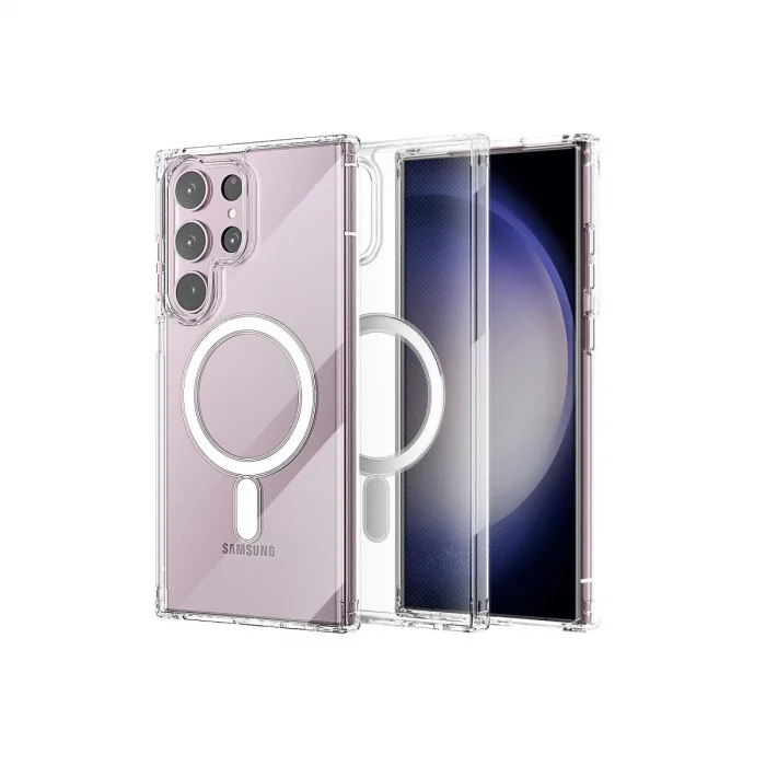 BUĞZ Samsung Galaxy S23 Ultra Kılıf Magneticsafe Şeffaf Silikon - Şeffaf