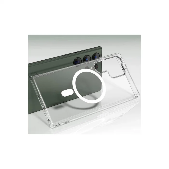 BUĞZ Samsung Galaxy S23 Ultra Kılıf Magneticsafe Şeffaf Silikon - Şeffaf