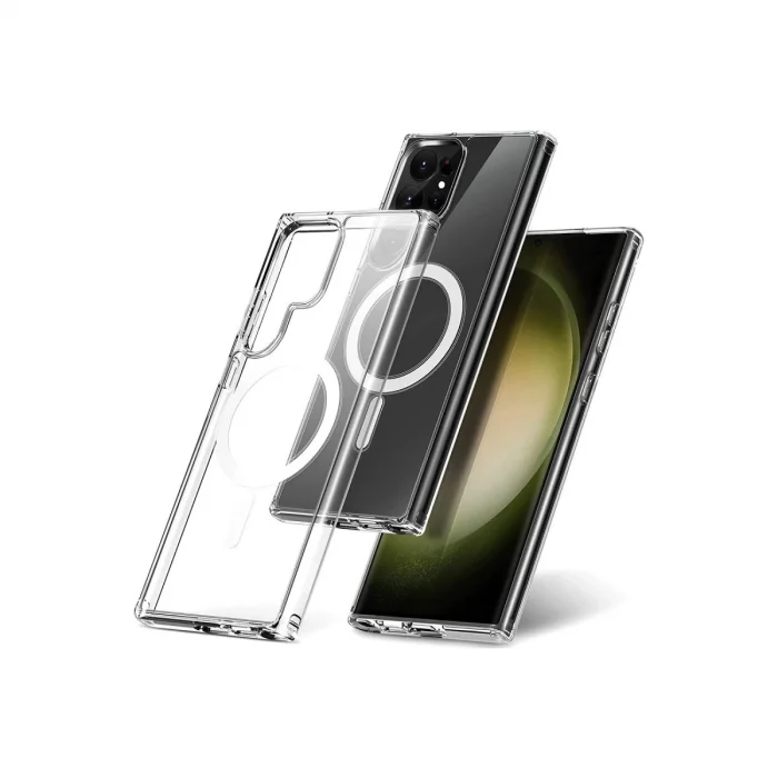 BUĞZ Samsung Galaxy S23 Ultra Kılıf Magneticsafe Şeffaf Silikon - Şeffaf