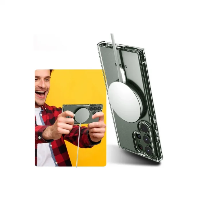 BUĞZ Samsung Galaxy S23 Ultra Kılıf Magneticsafe Şeffaf Silikon - Şeffaf