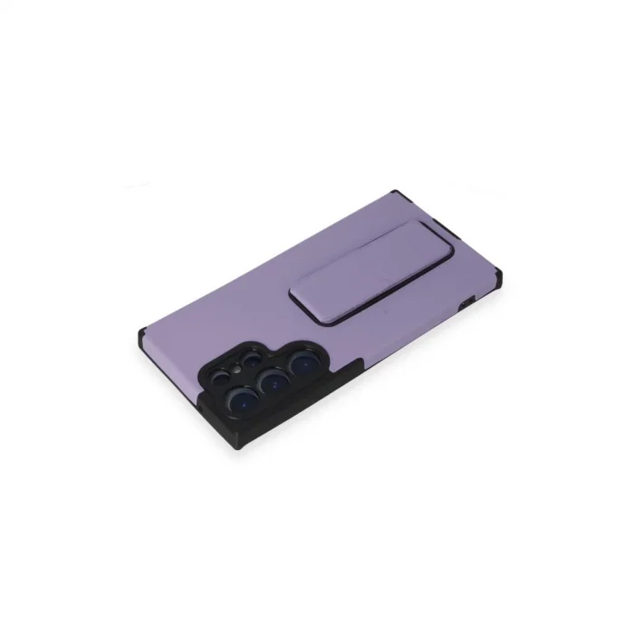 BUĞZ Samsung Galaxy S23 Ultra Kılıf Mega Standlı Silikon - Lila