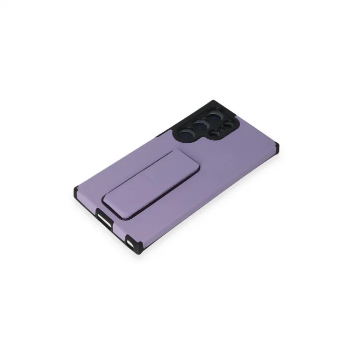 BUĞZ Samsung Galaxy S23 Ultra Kılıf Mega Standlı Silikon - Lila